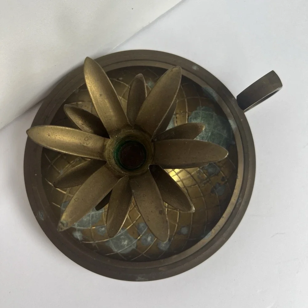 VTG Solid Brass Pineapple Table Candle Holder With Handle 4